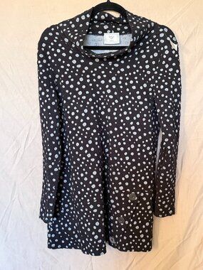 Chalet et Ceci Textured Crinkle Polka Dot Cowl Neck Tunic Small